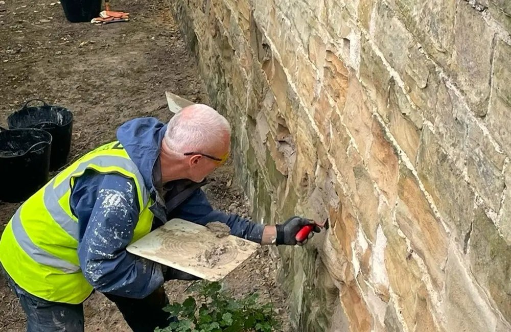 Historic Wall Restoration being done in Village in Wilton geotagged
