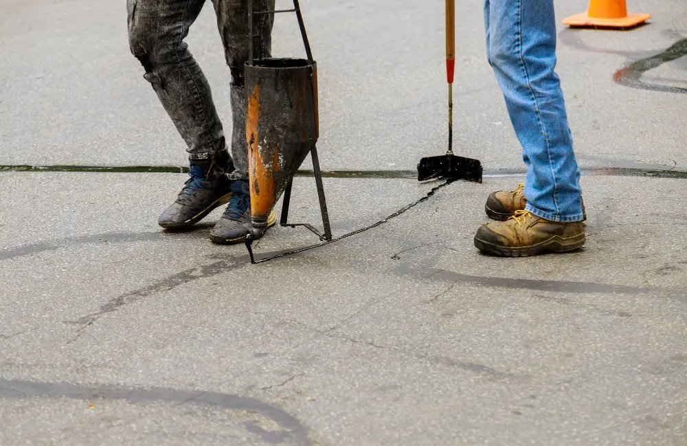 Roadway Sealing Work being done in New Canaan geotagged